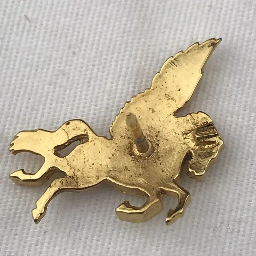Pegasus Turquoise Pin Gold Tone Brooch Marked Signed